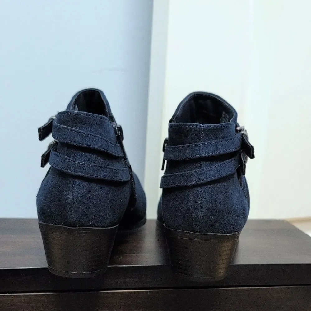 Style & Co. Willow Dark Blue Textile Suede Ankle Booties Size 8M NEW